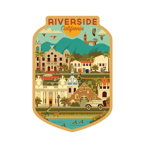 Riverside, California - Geometric Sticker Large