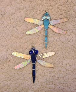 Medium Windowpane Glass Dragonfly Ornament