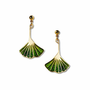 Ginkgo Leaf - Green Earrings